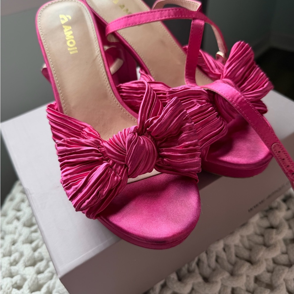 Hot Pink Satin Heels – Size 8.5 - Picture 2 of 7